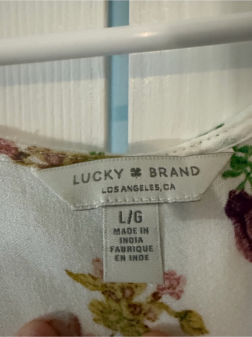 Lucky Brand Cream Blouse with Green & Purple Floral Print - Picture 3 of 3